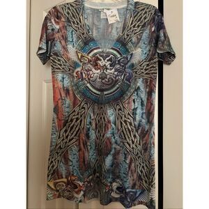 NWT Alberto Makali Vneck Top with Beading